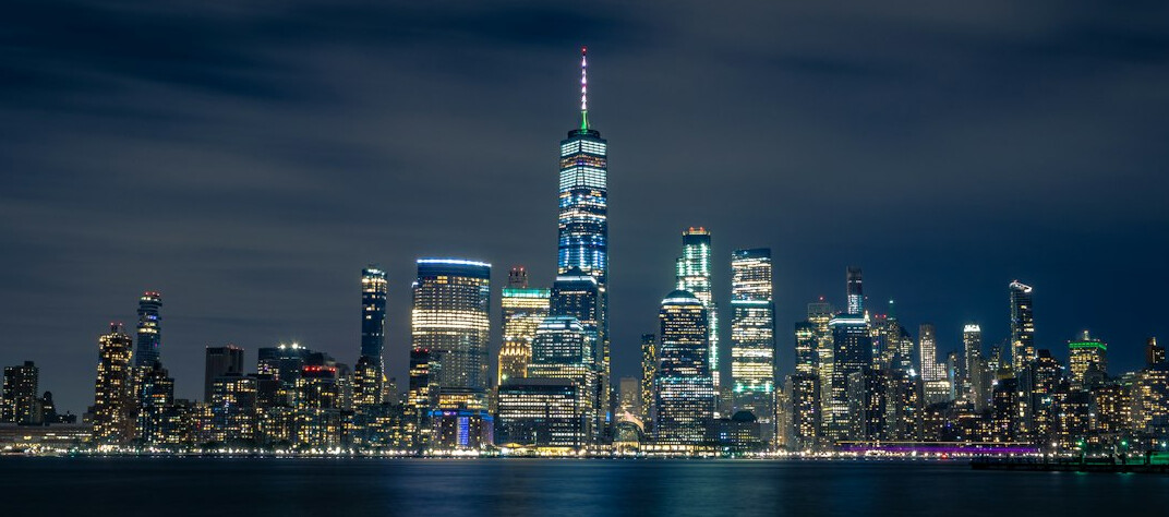 modern city skyline at night